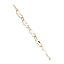 Karen Millen Crystal Ellipse Bracelet For Women (Gold/Clear Crystal)