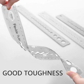 Unbreakable Rubber Ruler 30cm / 12 inch Bendy Multipack Flexible Clear Rulers Soft Tape Measurement Shatterproof Bendable Straight Ruler for School Classroom Office Supplies 4 Pack