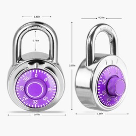 HZSY Combination Padlock 1 Pack, Fixed Dial Combination Padlock with Different Combinations, 2 in. Wide. Purple Turntable, Lock for Gym & Locker, School, Toolbox, and More