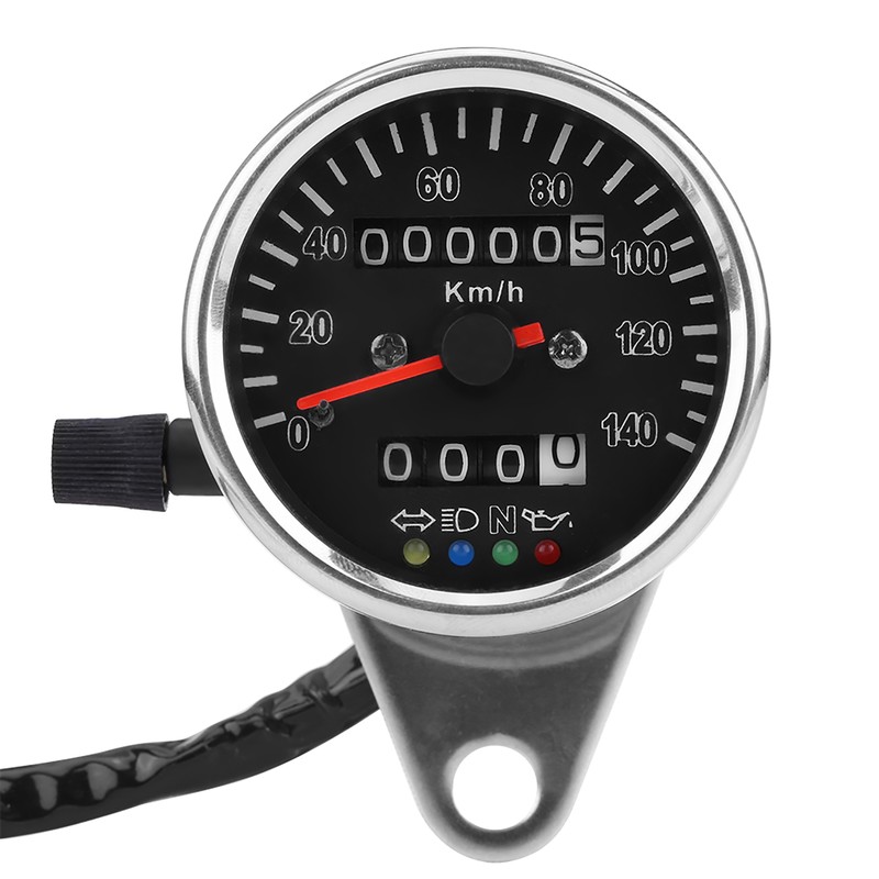 65mm Black Face LED Mechanical Motorcycle Speedometer Odometer Gauge with