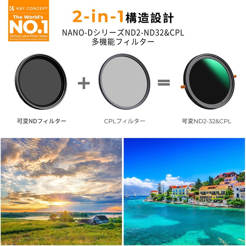K&F CONCEPT 2.8 inches (72 mm) ND2-32 & CPL Filter,