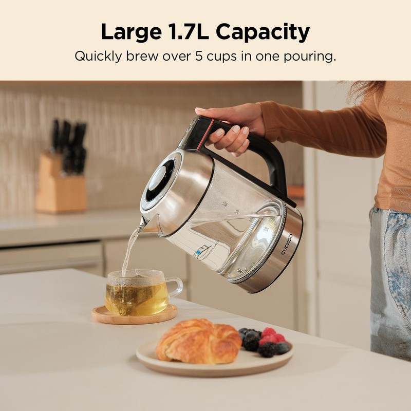 CUCKOO Electric Tea Kettle with Infuser, Glass Electric Kettle with