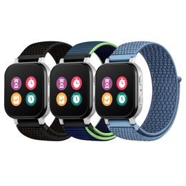 3 Pack Kids Nylon Bands Compatible with Gizmo Watch 3 2 1/Gabb Watch 3e 3 2 1/Sync UP Watch/Cosmo Jr Track Watch, 20mm Hook & Loop Soft Breathable Velcro Watch Band for Boys & Girls