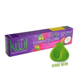 KÜÜL - Color System Funny Colors Tinte Semipermanente Cabello Color Verde Neón 90 ml, con Aceite de Coco, Filtro UV y Colágeno, Prolonga Intensidad del Color, Aporta Hidratación, Brillo y Sedosidad