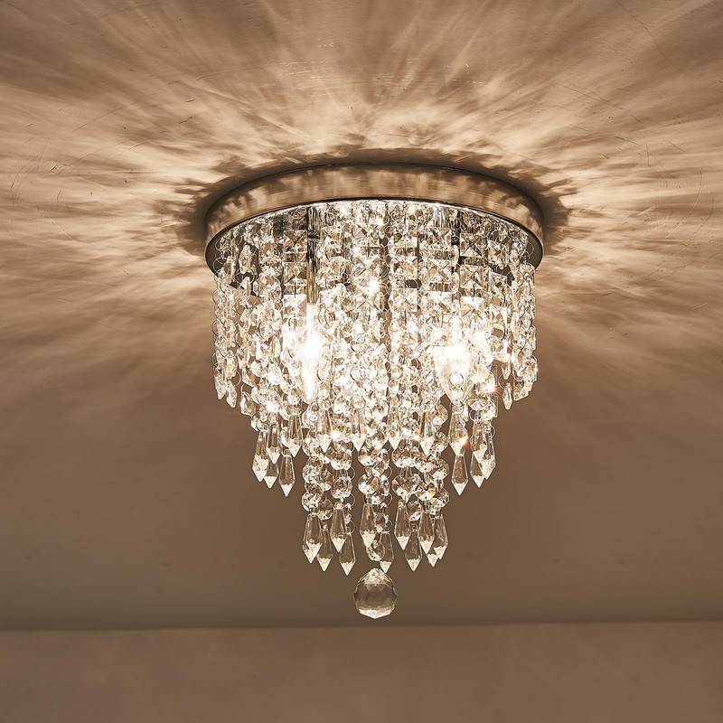 Surpars House Ceiling Light, Mini Chandelier, Silver Crystal Ceiling Lighting