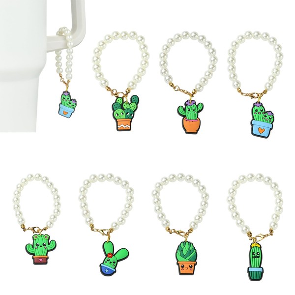 Stiesy 7 Pcs 7 Styles Cactus Cup Charms with Plastic