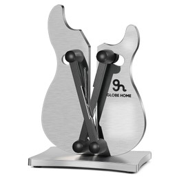 GLOBEHOME Professional Knife Sharpener for Kitchen, 3-Action Blade Sharpener with Tungsten Carbide, Auto Adjustable Brushed Stainless Steel Manual Sharpener for Serrated, Beveled, Standard Blades