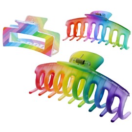 Set of 6 Large Fashionable Assorted Rainbow Multicolour Clamps