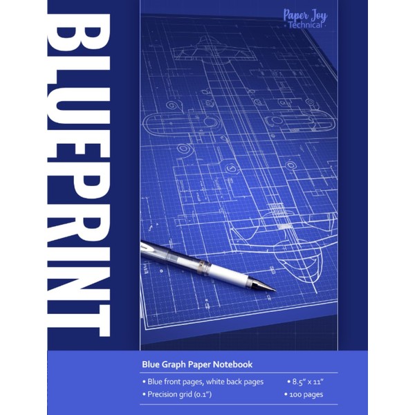  Blueprint: Blue Graph Paper Notebook: For Architectural Sketches, Technical