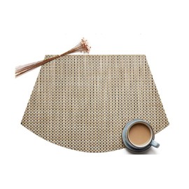 Round Table Placemats Set of 6 Wedge Placemats Heat Resistant Table Mats Pads Wipe Clean (Bamboo Green)