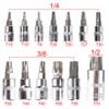 13-Piece Star Bit Socket Set, T8–T70, with 1/4-Inch, 3/8-Inch and