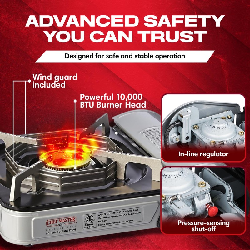 Chef Master 90011 Butane Countertop Stove ONLY, Portable Camping Stove