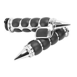 Pair of 1" Dual Chrome Motorcycle Bar End Hand Grips Handlebar Compatible with Cruisers Harley Yamaha Suzuki