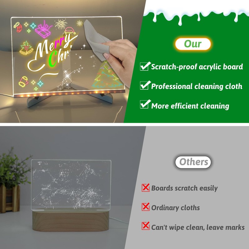 LED Note Board with 7 Colors Pen/Stand, Acrylic LED Writing