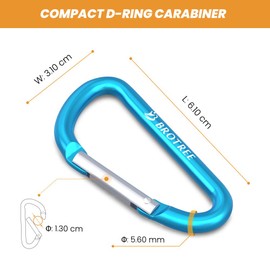 Brotree Small Carabiner Clips Mini Aluminum Carabiner - 6cm D-Ring