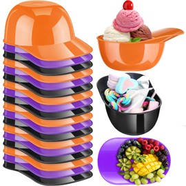 Baderke Baseball Helmet Ice Cream Snack Bowl 8 oz Mini Baseball Cap Bowls Kids Helmet Chip Ice Cream Sundae Plastic Cups for Birthday Party Supplies(Purple, Orange, Black,18 Pack)