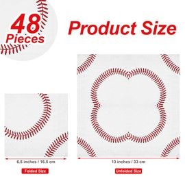 Aodaer 48 Pieces Baseball Napkins 13 x 13 Inches Baseball Paper Napkins Disposable Baseball Pattern Cocktail Napkins for Baseball Party Decorations, Sports Party Supplies, Birthday Party
