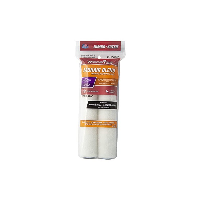 Wooster RR304-6 1/2 Jumbo-Koter Mohair 1/4" 2-Pack Paint Rollers, 6-1/2-Inch,