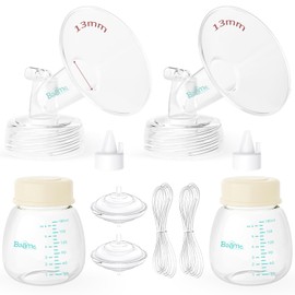 Breast Pump Parts Compatible with Spectra S1/S2/9 Plus, Not Original Accessories, Full Set Replacements Include 13mm Flanges, Valves, Backflow Protectors (Duckbills Included), Tubings and Bottles