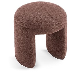 Meridian Furniture 105Brown Bowen Collection Modern | Contemporary Teddy Fabric Upholstered Ottoman/Stool with Soft Brown Faux Shearling Teddy Fabric, 18" W x 18" D x 18" H, Brown