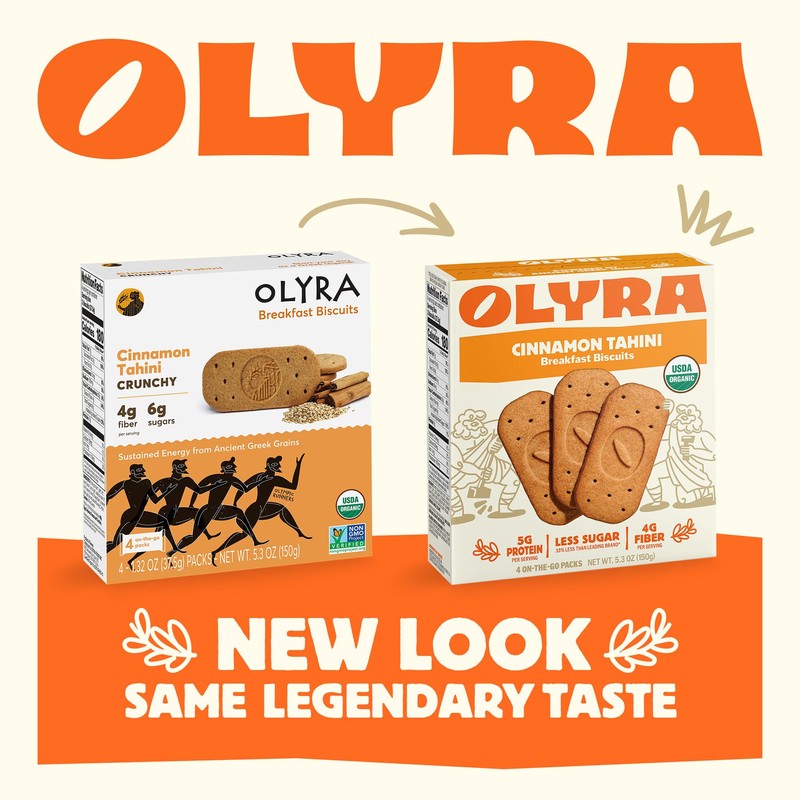 Olyra Breakfast Biscuits Cinnamon Tahini, Kids Healthy Snacks, Low Sugar,