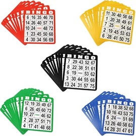 GSE Games  Sports Expert - Paquete de 100 tarjetas de juego de bingo multicolor con números fáciles de leer, hojas de bingo de papel reutilizables... 