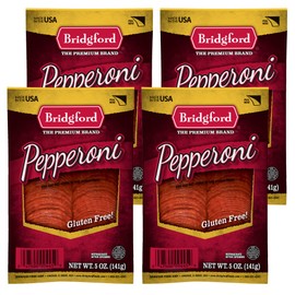 Bridgford Sliced Pepperoni 5 oz Pack of 4 - Gluten-Free Pepperoni Slices for Pizza and Sandwiches - Zero Carb Sliced Pepperoni for Keto Diets - Ready-to-Eat Pepperoni Slices for On-the-Go Snacking