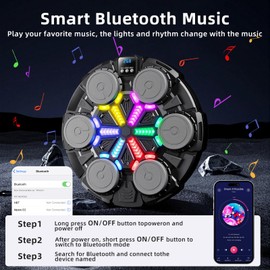 HANQUAN Upgraded Music Boxing Machine for Kids and Adults, Bluetooth Wall Mounted Punching Pad with Gloves,Rhythm Lights&Two-Player Battle Home Gym Equipment,Sports Toy Gift for Ages 3-12 Year Old