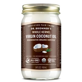 Dr. Bronner's Aceite de coco de semilla entera, certificado orgánico regenerativo (414ml)