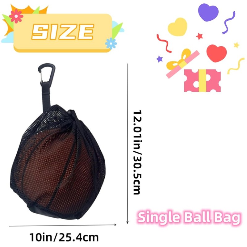 DACUAN Basketball Football Volleyball Bag Mesh Handbag Ball Bag, Clip