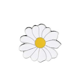 LLYANZ Cute Metal Badge White Daisy Flower Spring Enamel Lapel Pin Brooches (White)
