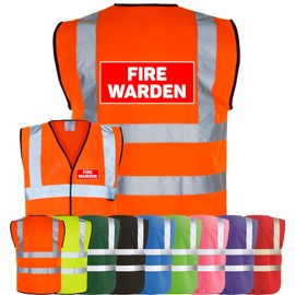 Corporate Togs FIRE WARDEN Printed Vest - High Visibility, Safety Waistcoat Tabard, British Standard CE Marked, Fastening Vest | Protective Safety Wear