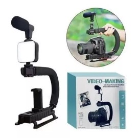 Seisa Estabilizador Para Cámara Y Celular Con Luz, Control Y Mic. Color Negro