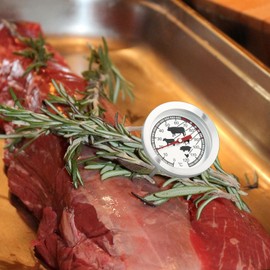 com-four® Roasting Thermometer Made of Stainless Steel - Analog Meat Thermometer up to 120 ° C - Barbecue Thermometer - Meat Needle - 10 cm (001 Piece)