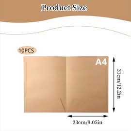 10 Pcs A4 Paper File Folder, Two Pocket Folders A4 Cardboard Folders with Cards Slot, 300gsm Square Cut Folder, Presentation Document Folder, Paper Portfolio for Office Home School, 31x23cm (Black)