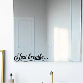 Just Breathe Mirror Decal – 2 Pack Inspirational Wall Stickers in Black for Home, Bedroom, Living Room – Motivational Family Wall Art Decor