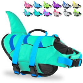 Fragralley Shark Dog Life Jacket, Easy to Put on Dog Life Vest for Swimming and Boating, Vibrant & Adjustable Dog Life Preservers for Small Medium Large Dogs, Suit to Swim, Fish, Beach, Surfing