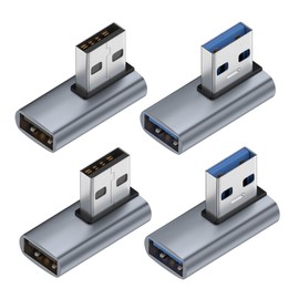 YUNKOZAND 90 Degree USB 3.1 Adapter, Right Angle Male to Female for PC, Laptop, Charger and More Devices (Left 2 & Right 2)