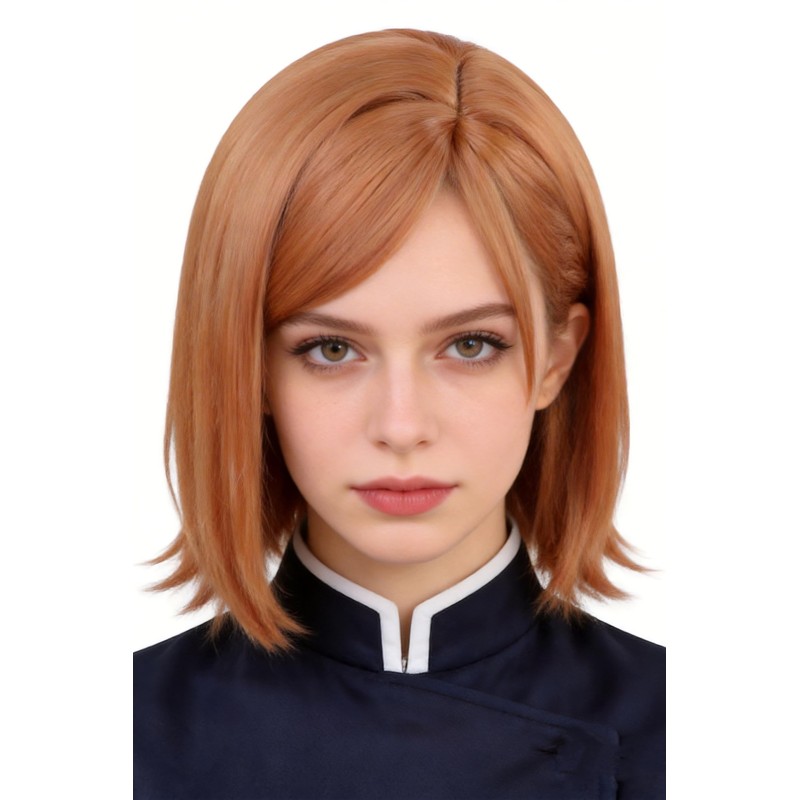Brown Side Parted Peluca Corta Bob Styling Peluca para Niñas