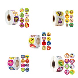 5 Rolls Motivational Stickers for Kids, 2500 Pieces Teacher Reward Stickers School Supplies for Children, Incentive Cute Sticker Potty Training Stickers for School Home, 40 Designs