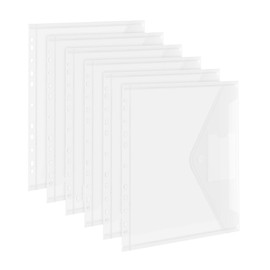 NOTEZMATE A4 Clear Popper Wallets,20 Pack Waterproof Plastic Wallets A4,Transparent Plastic File Bag with 11 Hole Reinforcers Fit 2/3/4 Ring Binders Folders Suitable for Office,Teaching and Home Use