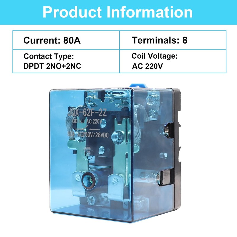 TWTADE/JQX-62F-2Z Coil Voltage AC 220V 80A DPDT Electronmagnetic Relay,High Power
