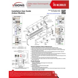 Visionis VIS-7465 One Door Access Control Inswinging Door 300lbs Electromagnetic Lock Kit with Wireless Receiver and Remote Magnetic Lock System with VIS-7030 White Push to Exit Button