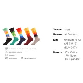 Qhome Men's Argyle Colorful Crew Combed Cotton Autumn Winter Socks
