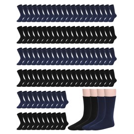 Suhine 50 Pairs Homeless Socks Men Crew Socks Bulk Soft Cotton Moisture Wicking Unisex Sport Tube Socks(Black, Dark Blue,M)