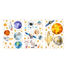3 Sheets Wall Stickers Luminous Stickers 9 Planets Luminous Stars Astronaut Planet Luminous Wall Sticker Luminous Stars Solar System Wall Sticker for Children's Room Bedroom Decorative Stickers Blue
