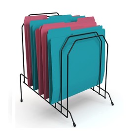 Organizador de archivos 1InTheOffice para escritorio con inclinación de metal, con 8 compartimentos, negro, Negro
