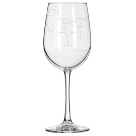 16 oz Tall Stemmed Wine Glass for Red or White Wine City Map Maui, Hawaii