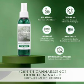 420hhh CannaEssence Multi-Purpose Odor Eliminating Spray: Essential Oil-Based Solution, Removes All Smoke Odors in Home, Car, Office, Clothing & Furniture- 4 oz, Patchouli (Pack of 2)