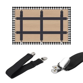 Filltown Tablecloth Clips Hidden Straps，Tablecloth Holding Straps，2 Sizes of Adjustable Elastic Table Cloth Clips, TableCloth Clips for Outside Table or Bench Covers Camping Party Accessory，Black-5PCS